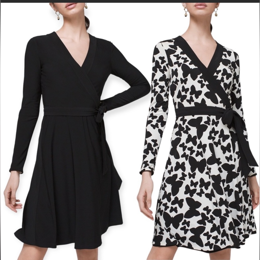 NWT White House Black Market Reversible Jersey Knit Butterfly Dress Size 0Petite
